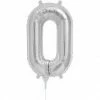Not Specified Letters, Number & KITS - AIR FILLED Small Number Balloon 0 - 41cm Silver - Air Filled Only