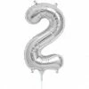 Not Specified Small Number Balloon 2 - 41cm Silver - Air Filled Only Letters, Number & KITS - AIR FILLED