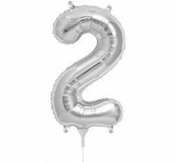 Not Specified Small Number Balloon 2 - 41cm Silver - Air Filled Only Letters, Number & KITS - AIR FILLED