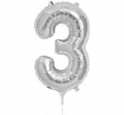 Not Specified Small Number Balloon 3 - 41cm Silver - Air Filled Only