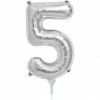 Not Specified Letters, Number & KITS - AIR FILLED Small Number Balloon 5 - 41cm Silver - Air Filled Only