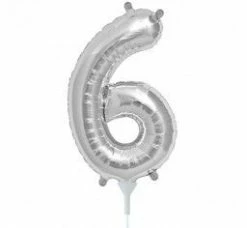 Not Specified Small Number Balloon 6 - 41cm Silver - Air Filled Only
