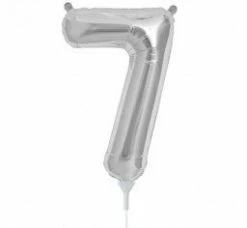 Not Specified Letters, Number & KITS - AIR FILLED Small Number Balloon 7 - 41cm Silver - Air Filled Only