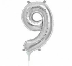Not Specified Small Number Balloon 9 - 41cm Silver - Air Filled Only Letters, Number & KITS - AIR FILLED