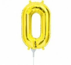 Not Specified Letters, Number & KITS - AIR FILLED Small Number Balloon 0 - 41cm Gold - Air Filled Only