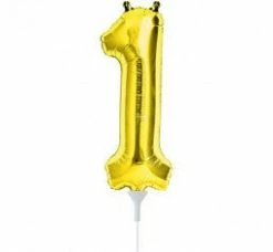 Not Specified Small Number Balloon 1 - 41cm Gold - Air Filled Only