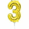 Not Specified Small Number Balloon 3 - 41cm Gold - Air Filled Only