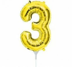 Not Specified Small Number Balloon 3 - 41cm Gold - Air Filled Only