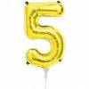 Not Specified Small Number Balloon 5 - 41cm Gold - Air Filled Only Letters, Number & KITS - AIR FILLED