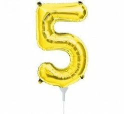 Not Specified Small Number Balloon 5 - 41cm Gold - Air Filled Only Letters, Number & KITS - AIR FILLED