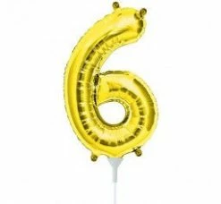 Not Specified Letters, Number & KITS - AIR FILLED Small Number Balloon 6 - 41cm Gold - Air Filled Only
