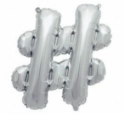 Not Specified Letters, Number & KITS - AIR FILLED Small # Balloon - 41cm Silver - Air Filled Only