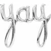 Haydens Silver Yay Balloon Script Foil - Air Fill Only