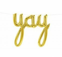 Haydens Gold Yay Balloon Script - Air Fill Only