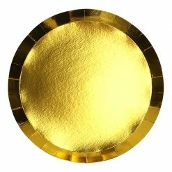 Five Star Metallic Gold Paper Plates | Round | Lunch | Pk10 Plates - Plain