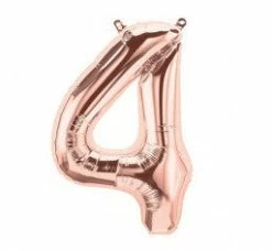 Not Specified Small Number Balloon 4 - Rose Gold - Air Filled Only