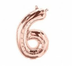 Not Specified Small Number Balloon 6 - Rose Gold - Air Filled Only Letters, Number & KITS - AIR FILLED