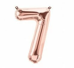 Not Specified Small Number Balloon 7 - Rose Gold - Air Filled Only Letters, Number & KITS - AIR FILLED