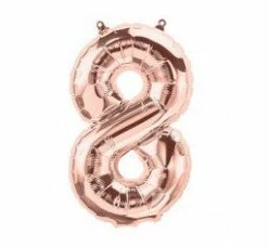 Not Specified Small Number Balloon 8 - Rose Gold - Air Filled Only Letters, Number & KITS - AIR FILLED