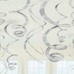 Balloon Agencies Silver Hanging Decorations | Swirls Pk 12