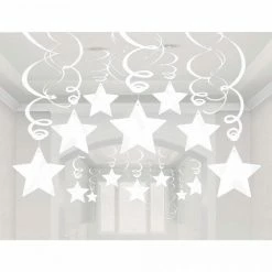 Balloon Agencies Hanging Decoration Stars White Pk 30 Hanging Decorations