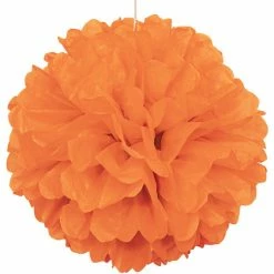 Metero Puff Ball Hanging Decorations Tissue Paper Puff Ball | Orange | 40cm