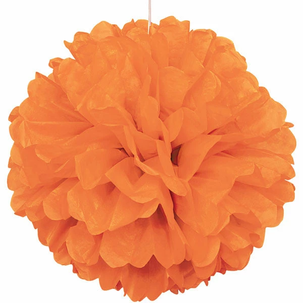 Metero Puff Ball Hanging Decorations Tissue Paper Puff Ball | Orange | 40cm