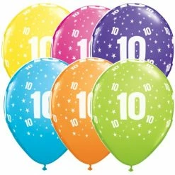 Not Specified 10th Birthday Balloons Assorted - Single Or Pack - Helium Filled - Flat Printed AGES