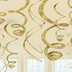 Balloon Agencies Gold Hanging Decorations | Swirls Pk12
