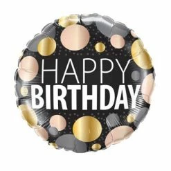 Not Specified Send Balloons Happy Birthday Black & Gold Foil Balloon