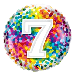 Party Planet 7th Birthday Balloon Confetti / Helium Filled - Flat - Bouquet