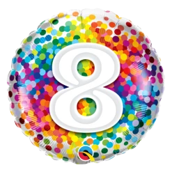 Party Planet 8th Birthday Balloon Confetti / Helium Filled - Flat - Bouquet Send Balloons