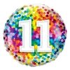 Party Planet 11th Birthday Balloon Confetti / Flat - Helium Filled - Bouquet Send Balloons
