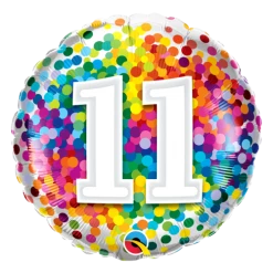 Party Planet 11th Birthday Balloon Confetti / Flat - Helium Filled - Bouquet Send Balloons
