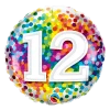 Party Planet 12th Birthday Balloon Confetti / Flat - Helium Filled - Bouquet Send Balloons