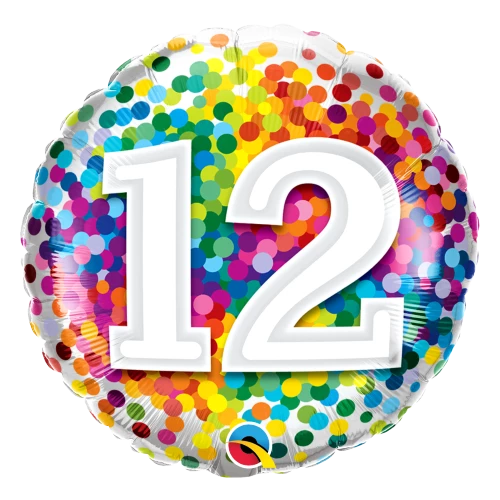 Party Planet 12th Birthday Balloon Confetti / Flat - Helium Filled - Bouquet Send Balloons