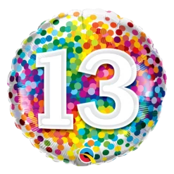 Party Planet 13th Birthday Balloon Confetti / Flat - Helium Filled - Bouquet