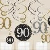 Balloon Agencies 90th Hanging Decorations Pk12 - Black