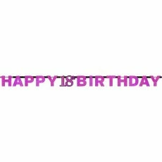 Balloon Agencies Birthday Banners & Bunting 18th Happy Birthday Letter Banner | Pink