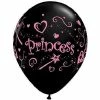 Not Specified Princess Balloons Black - Single Or Pack - Helium Filled Or Flat Printed Balloons