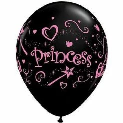Not Specified Princess Balloons Black - Single Or Pack - Helium Filled Or Flat Printed Balloons