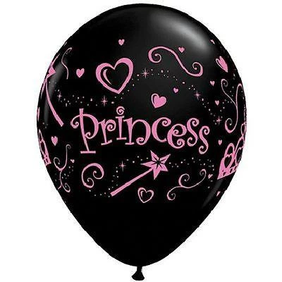 Not Specified Princess Balloons Black - Single Or Pack - Helium Filled Or Flat Printed Balloons