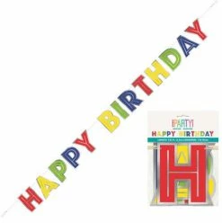 Balloon Agencies Rainbow Happy Birthday Banner With Silver Foil