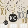 Balloon Agencies 100th Hanging Decorations Pk12 - Black