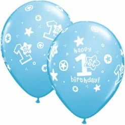 Not Specified 1st Birthday Balloons Blue - Single Or Pack - Helium Filled - Flat