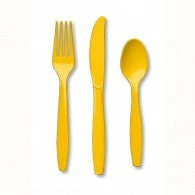 Balloon Agencies Yellow Cutlery |Plastic Set Of 24