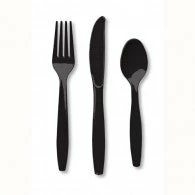 Balloon Agencies Black Cutlery | Plastic Set Of 24 Catering