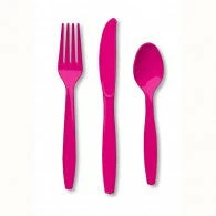 Balloon Agencies Hot Pink Cutlery Plastic Set Of 24 Catering