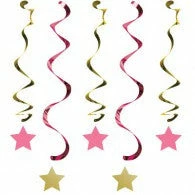 Balloon Agencies Star Hanging Swirls - Pink Hanging Decorations