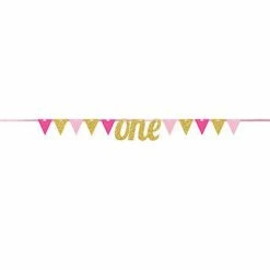 Balloon Agencies 1st Birthday One Banner Gold & Pink